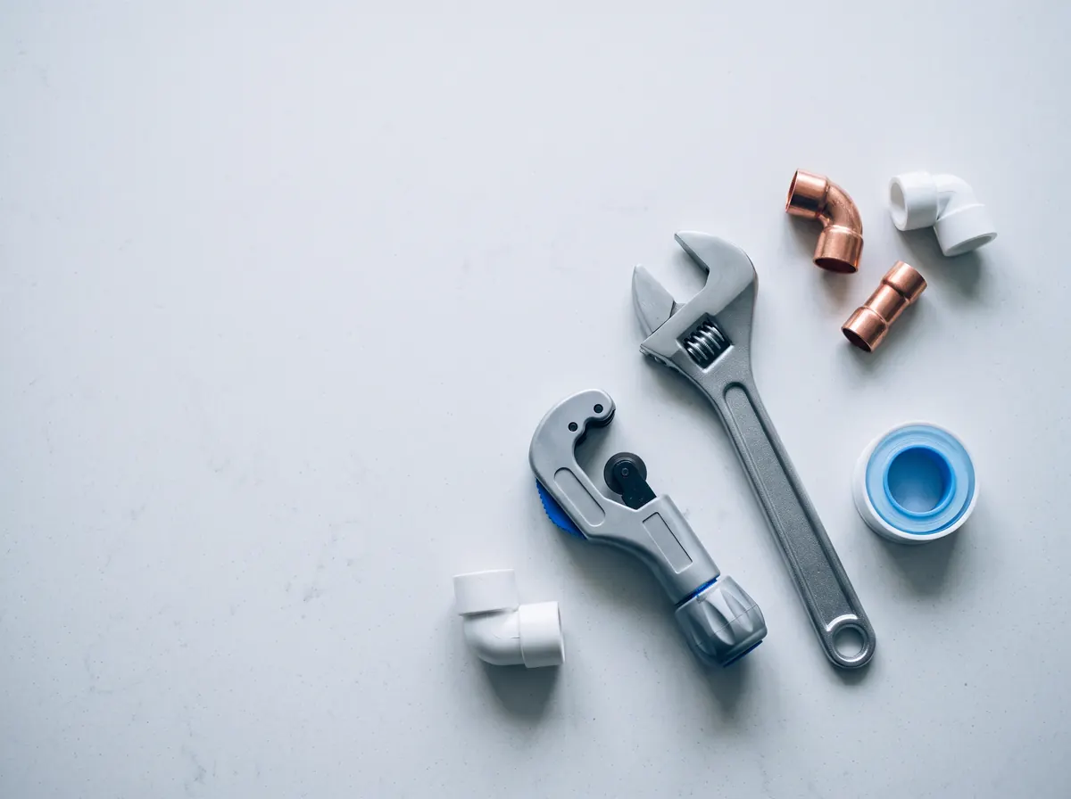 Outils de plombier posés sur un plan de travail